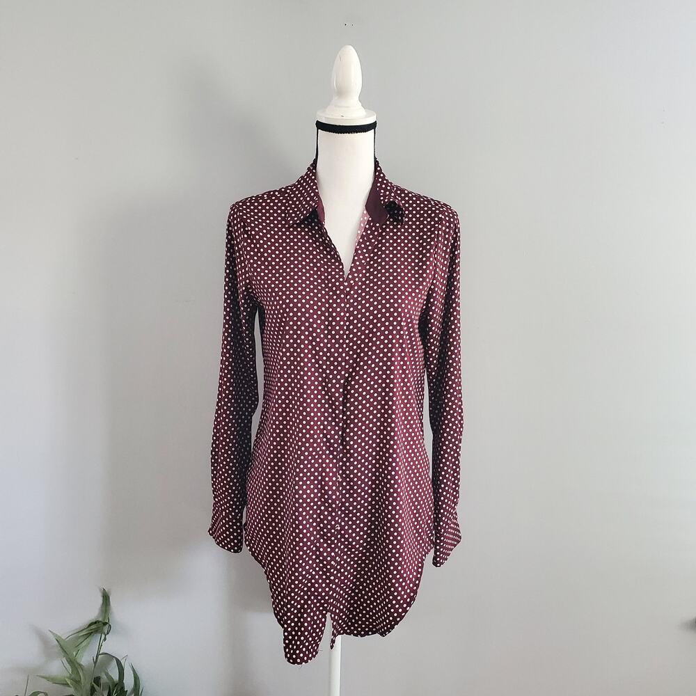 Philosophy Republic Clothing Red Oversized Polka Dot Button Down Top XS